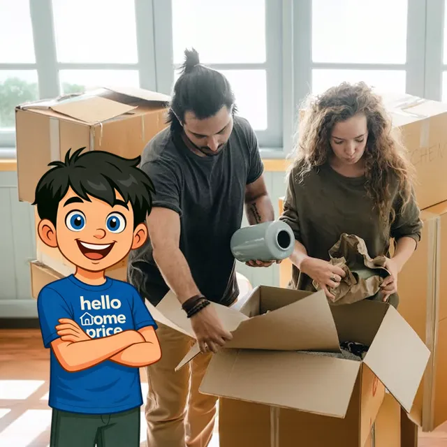 Packing Up With Happy Home Price Mascot